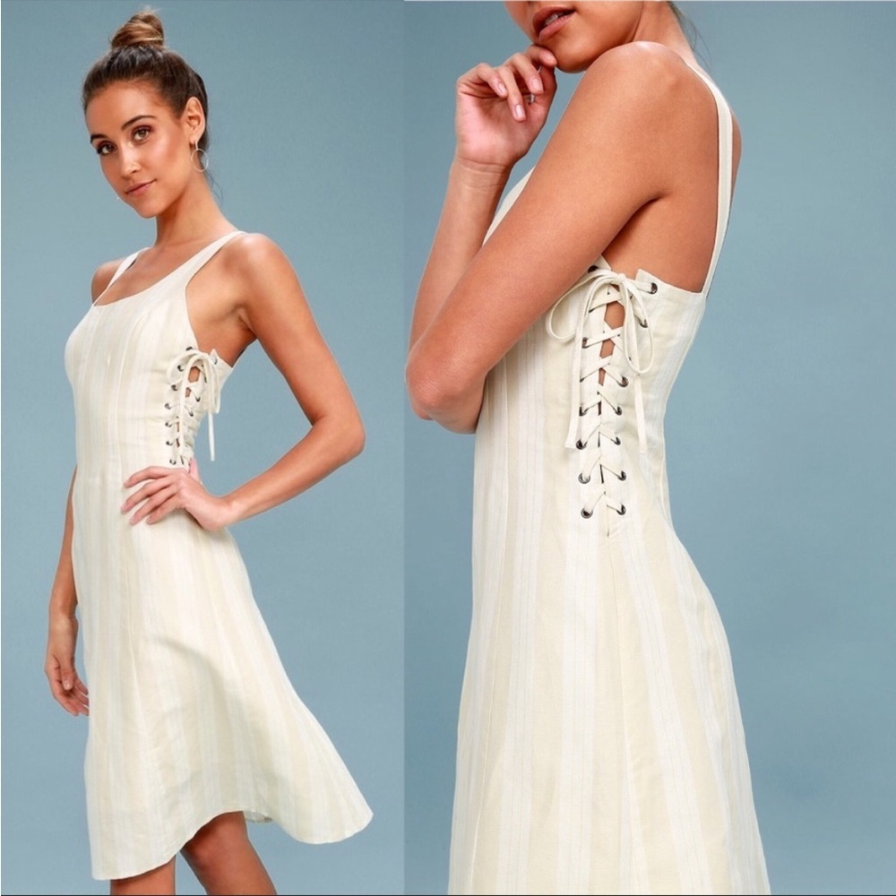 Astr Cream Striped Midi Dress - Picture 2 of 4